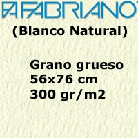 PAPEL PARA ACUARELA FABRIANO 300gr. BLANCO NATURAL GRANO GRUESO  56x76 cm. S/CIDO