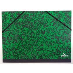 CARPETA JASPEADA VERDE CON GOMAS 37x52