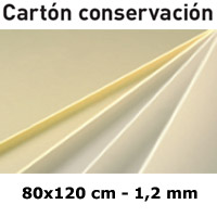 <b>CARTN BLANCO CONSERVACIN</b> 100% CELULOSA SIN CIDO 80x120 cm. y 1,2 mm.