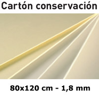 <b>CARTN BLANCO CONSERVACIN</b> 100% CELULOSA SIN CIDO 80x120 cm. y 1,8 mm.