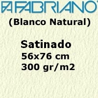 PAPEL PARA ACUARELA FABRIANO 300gr. BLANCO NATURAL SATINADO 56x76 cm. S/CIDO