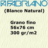 OFERTA PAQ. 10 HOJAS PAPEL ACUARELA 'FABRIANO' 300gr. BLANCO NATURAL GRANO FINO  56x76 cm.