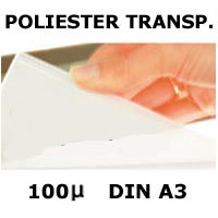 CAJA 50 Hs. POLIESTER TRANSPARENTE 115 micras. DIN A3 PARA IMPRESIN INKJET